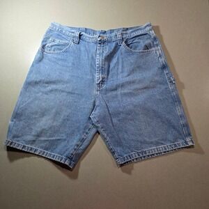 Wrangler Carpenter Denim Shorts Mens 38 Light Wash Blue Cotton 64WC2ZL